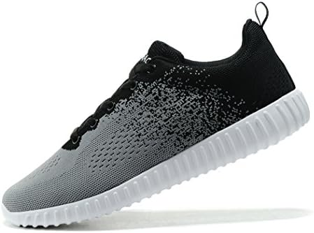 KESUBAO Men's Knit Breathable Casual Sneakers Lightweight Athletic Tennis Walking Outdoor Sports Running Shoes (11US/45EU, Grey-Black)