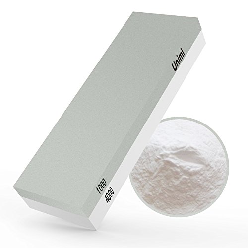 Unimi Whetstone 2-IN-1 Sharpening Stone 1000/4000 Grit Water Stone, Knife Sharpener Rubber Stone Holder Included