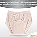 Incontinence Underwear Womens High Banded Brief (Beige) with Super-Absorbent (14 Oz) White Bamboo Charcoal Pad. Beige (Large)