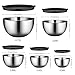 Stainless Steel Mixing Bowl With Lids 5 Set, GEEMAY Non-Slip Silicone Bottom Mixing Bowls, for Beating, Stackable Storage, Measurement Marks, Includes 1 QT, 2 QT, 2.5 QT, 3 QT, 4.5 QT