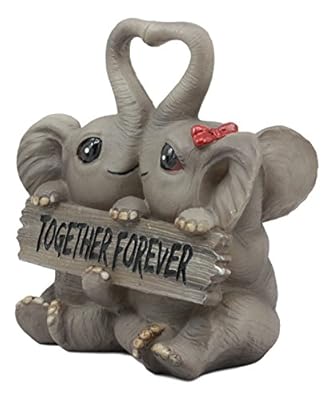 Ebros Together Forever Elephant Couple Lovers With Heart Shaped Trunks Statue Love Elephants Talisman Of Luck Figurine Collectible