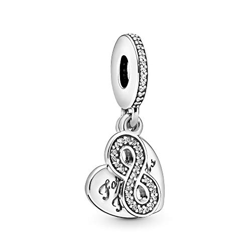 Pandora Jewelry - Forever Friends Heart Dangle Charm in Sterling Silver with Clear Cubic Zirconia