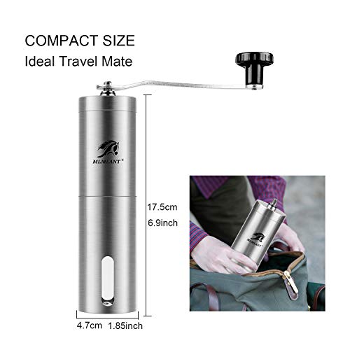 MLMLANT Kaffeemühle manuell mit Kegelmahlwerk | Kaffeemühle Hand - Handkaffeemühle aus Edelstahl | Espressomühle… – Bild 7