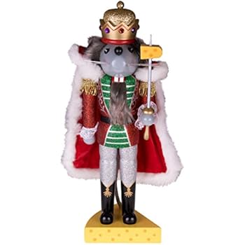 Clever Creations Traditional Wooden Mouse King Nutcracker Sword and Cheese Stand | Festive Christmas Decor | 14