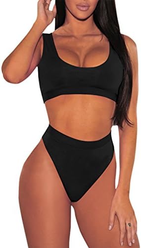 Linsery Women's Push Up Bikini Crop Top High Waisted Thong 2 Piece Swimsuit
