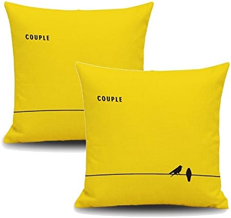 2PCS Decorative Pillowcase Mustard Yellow Geometric Fall Autumn Sofa Pillow Covers Throw Cushion Cover 18x18 inch (Pattern 4)