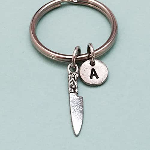 Knife keychain, knife charm, utensil keychain, personalized keychain, initial