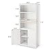 Tangkula Bookcase with Doors, 3 Tier Open Book Shelving, Freestanding Wooden Display Bookcase with Double Doors, Ideal for Home Office Living Room, Library with Doors, White Finish (White)