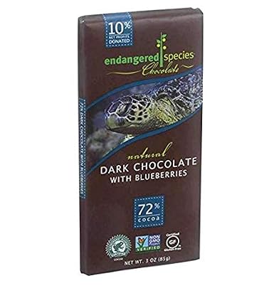 Endangered species chocolate Dark chocolate with blueberries bar Natural - sea turtle (037014242386)