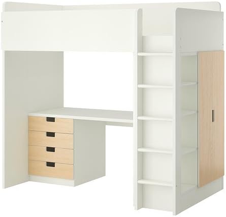 Amazon Com Ikea Twin Size Loft Bed With 4 Drawers 2 Doors White
