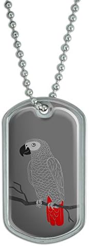 African Grey Parrot - Bird Military Dog Tag Keychain
