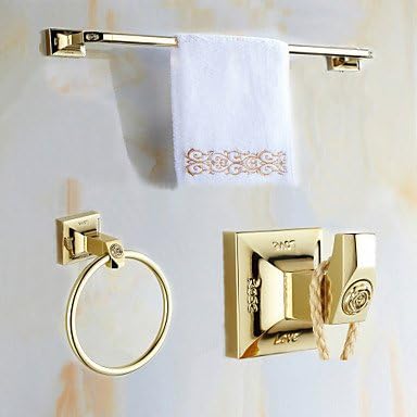AMEA Mordern Gold Color Luxury Brass Rose Pattern 3pcs Bathroom Accessory Set