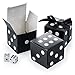 AWELL Black Dice Favor Box Bulk 2x2x2 inches with Black Ribbon, Casino Party Decoration, Pack of 50