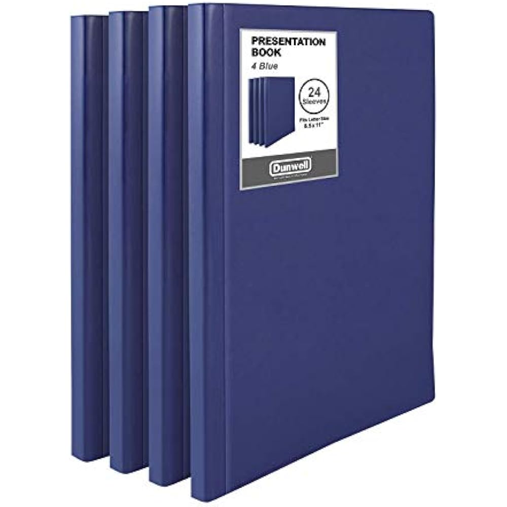 Binders With Plastic Sleeves (Navy Blue, 4 Pack), 24Pocket Bound