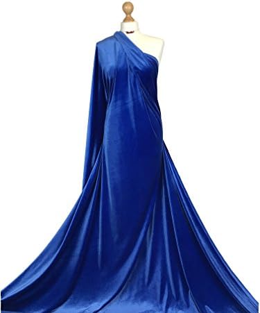 Premium Quality Luxurious Plain Velvet 4 Way Stretch Spandex Velour Fabric Material PV01 (Royal Blue, 1 Meter) by FABRIQUES