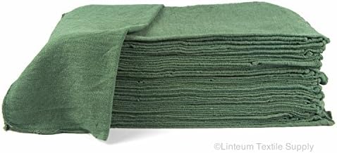 Linteum Textile (50-Pack, 14x14 in, Green) AUTO Shop Towel, 100% Cotton Commercial Grade Rags, Ideal for Auto-Mechanic Cleaning & Detailing