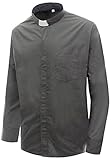 Ivyrobes Mens Tab-Collar Long Sleeves Clergy Shirt Medium Grey (Necksize 15.5