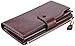 Travelambo Womens RFID Blocking Large Capacity Luxury Waxed Genuine Leather Clutch Wallet Multi Card Organizer (coffee)