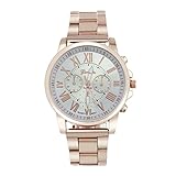 Clearance !!! 10 Colour Roman Number Geneva Stainless Steel Quartz Sports Dial Wrist Watch (C)