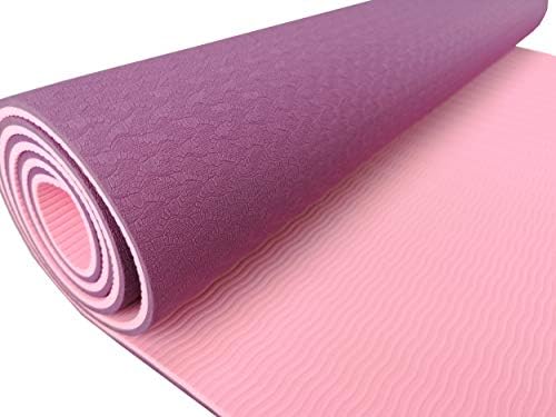 Non Slip Yoga Mat TPE Exercise Mat Fitness Mat Exercise Mat for Yoga, Pilates and Exercise 183 x 61 x 0.6 cm inc Yoga Workout