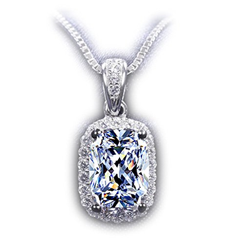 TenFitJewelry Women White Gold Plated Pendant CZ Diamond Necklace Austria Crystal Pendant Collar