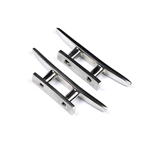 Thorn Mooring Boat Dock Cleat Marine Stainless Steel Flat Top 2 Holes (8-in,2-Pack)