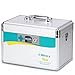 Ollieroo Locking Medicine Box,Key Lock Box for Medication,First Aid Storage Box for Emergency Supplies 7.7 x 7.9 x 12 inches Silver