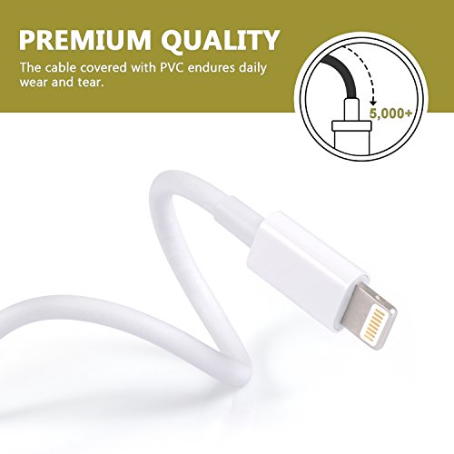iPhone Charger SundIx Lighting Cable 8Pin iPhone Charging Cable Cord Compatible with iPhoneX/8/7/7Plus/6/6s/6Plus/5(white, 4pack)