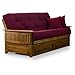 Brentwood Tray Arm Queen Size Wood Futon Frame and Storage Drawers - Heritage Finish