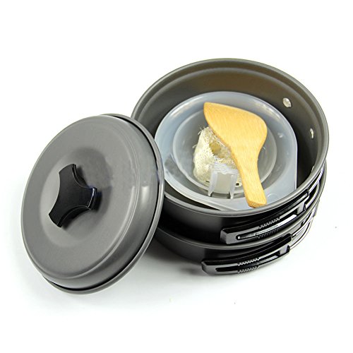 HOT 8Pcs/ Set Portable Outdoor Cooking Camping Hiking Cookware Picnic Bowl Pot Pan