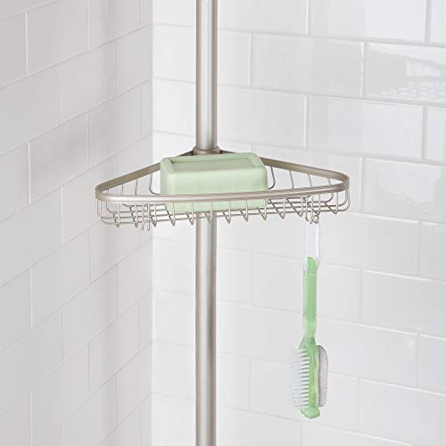 iDesign York Metal Wire Tension Rod Corner Shower Caddy, Pole, and
