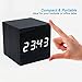 PerryLee Wood Wooden Cube Digital LED Light Desk Travel Mute Alarm Clock USB/AAA Timer Temperature Snooze Voice Sound Control