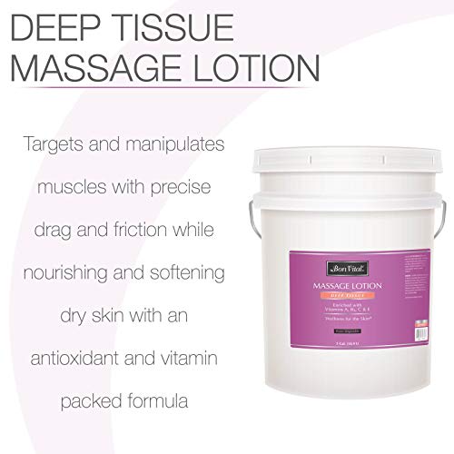 Bon Vital' Deep Tissue Massage Lotion for Deep Tissue Massages and Muscle Relaxation, Moisturizer Leaves No Greasy Feeling, Penetrates Deeply to Repair and Soften Skin During Massage, 5 Gallon Pail