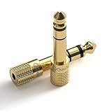 Stereo Audio Adapter,QGEEM 6.35 mm (1/4 inch) Male to 3.5 mm (1/8 inch) Female Stereo Earphone Audio Adapter 24 K Gold Plated, 3.5 mm to 1/4 Adapter,2 Pack