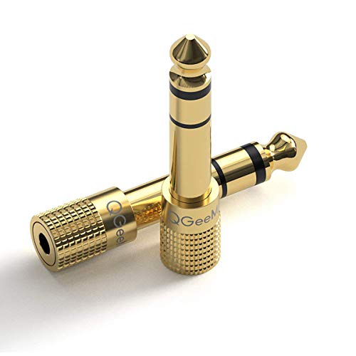 Stereo Audio Adapter,QGEEM 6.35 mm (1/4 inch) Male to 3.5 mm (1/8 inch) Female Stereo Earphone Audio Adapter 24 K Gold Plated, 3.5 mm to 1/4 Adapter,2 Pack