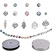 WISTART 300pcs Multi Color Acrylic Round Loose Beads Ink Patterns Resin Beads, 85pcs Spacer Beads Diverse Pendant with 2 Roll Crystal String for Bracelets Jewelry Making