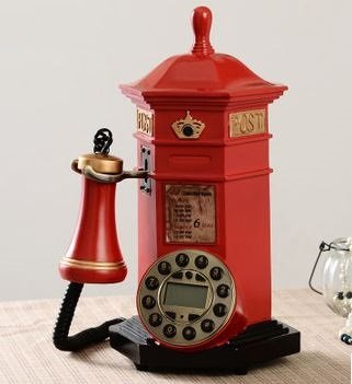 Amazon アンティーク風 ロンドン 赤い ポスト モチーフ 電話機