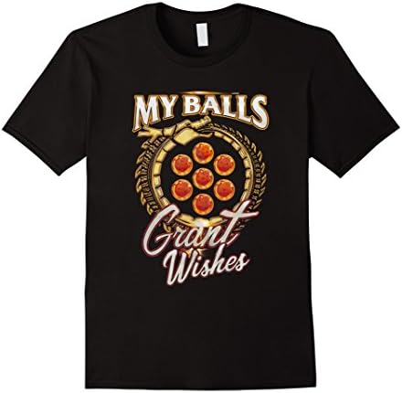 Men's My Balls Grant Wishes T Shirt Dragon T Shirt 2XL Black