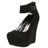 Delicious Women's Talita Faux Suede Mary Jane Platform Wedge