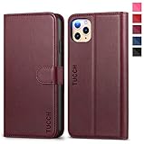TUCCH iPhone 11 Pro Max Case, iPhone 11 Pro Max Wallet Case with Kickstand Card Slot RFID Blocking, Auto Sleep Wake PU Leather Flip Cover Compatible with iPhone 11 Pro Max (2019 6.5 inch), Wine Red