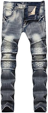 Men's Retro Grey Slouchy Casual Straight Fit Zipper Washed Jeans Trouser 38 Grey