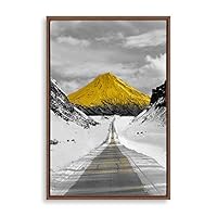 Framed Canvas Wall Art Golden Road Canvas Prints Home Artwork Decoration for Living Room,Bedroom - 16x24 inches