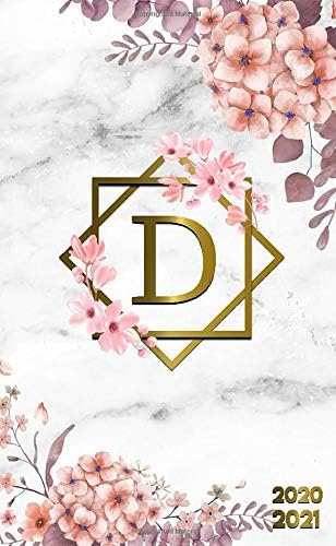 2020-2021: Initial Monogram Letter D Two-Year Monthly Pocket Planner with Phone Book, Password Log & Notebook. Nifty 2 Year Agenda, Organizer and Calendar - Grey Marble & Gold Pink Floral Print Paperback – June 23, 2019
