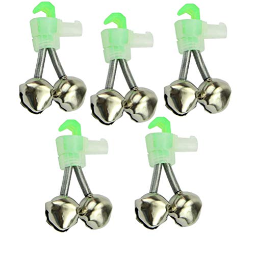 VORCOOL 5 Stück Twin Bells Angelrute Alarmglocken Clip Tackle Nacht Meer Angelrute Angeln Glocken Dual Bells Rod Clamp TIPP Clip Twin Alarm Bells