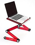 Portable Adjustable Aluminum Laptop Desk/Stand/Table Vented Notebook-Macbook-Ultra Light Weight Ergonomic TV Bed Large Lap Tray Stand Up/Sitting-Red