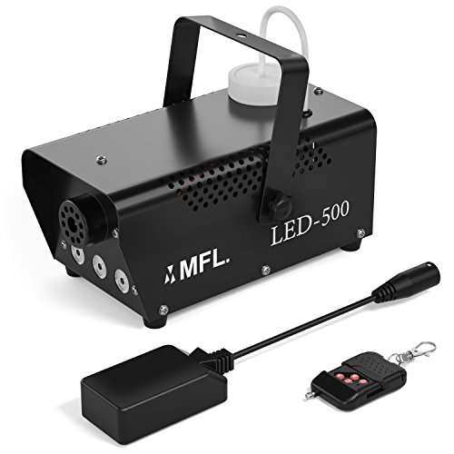 MFL Fog Machine, Portable Smoke Machine with LED Lights and Wireless Remote Control for Stage, Disco, Halloween and Weddings (500W, 2000 CFM)