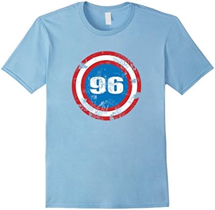 Mens 21st Birthday, Distressed Look, 96 Superhero Shield T-shirt Small Baby Blue