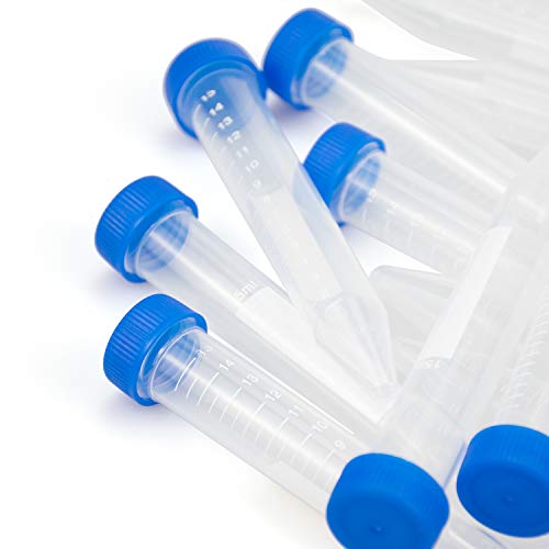 image for Bekith 200pc Plastic Centrifuge Tubes, 15ml, Conical Bottom, Graduated