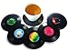 Vinyl Record Disc Coasters | Set of 6 with funny, colorful labels | Perfect for classic music lovers