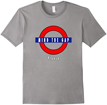 Men's Mind The Gap Please. London Underground Tube TShirt Small Slate